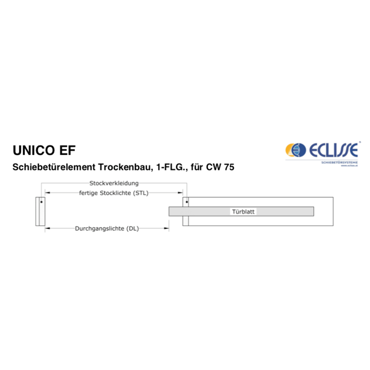 Eclisse Schiebetür Unico EF 200cm Ständerwand UK 75mm